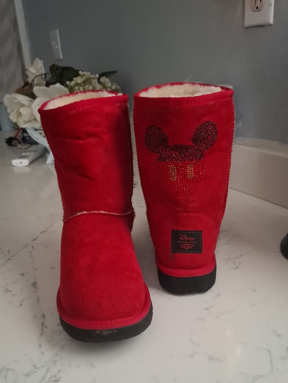 DISNEY RED SHORT BOOTS FOR WOMEN